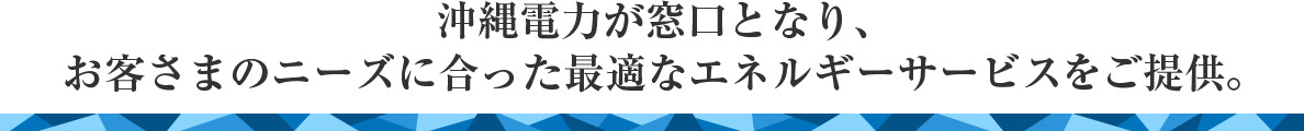 沖縄電力が窓口となり、お客さまのニーズに合った最適なエネルギーサービスをご提供します。