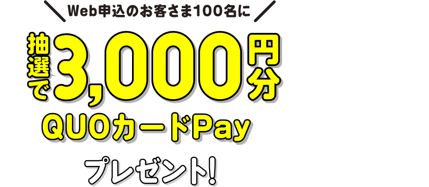 Web申込のお客様100名に抽選で3000円分QUOカードPay
