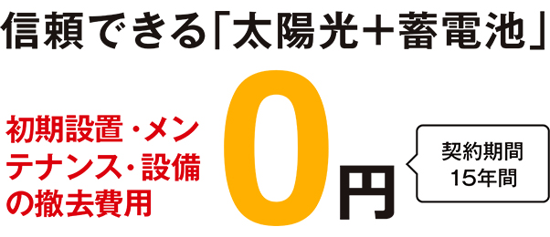 契約期間15年間で初期設置費用無料